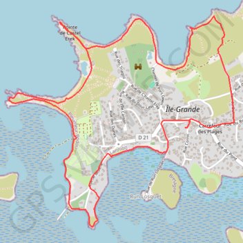 Itinéraire L'Île Grande, distance, dénivelé, altitude, carte, profil, trace GPS