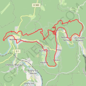Itinéraire Monthermé - Champ Bernard, distance, dénivelé, altitude, carte, profil, trace GPS