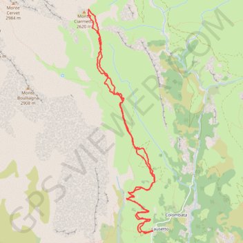Itinéraire Monte Ciarmetta-sella Est, distance, dénivelé, altitude, carte, profil, trace GPS