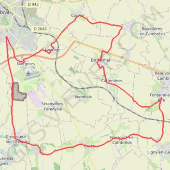 Itinéraire Les Mulquiniers : Panorama du Cambresis, distance, dénivelé, altitude, carte, profil, trace GPS