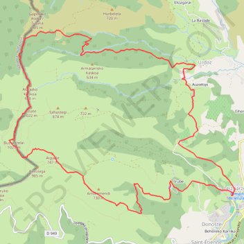 Itinéraire _Buztezanlai-Astate-et-Harrieta-en-boucle-depuis-Baigorri, distance, dénivelé, altitude, carte, profil, trace GPS