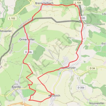 Itinéraire Depuis Ormersviller de part et d'autre de la frontière, distance, dénivelé, altitude, carte, profil, trace GPS