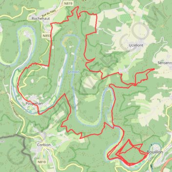 Itinéraire VTT Enduro Bouillon - circuit de liaison, distance, dénivelé, altitude, carte, profil, trace GPS