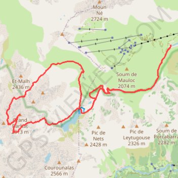 Itinéraire Le Grand Barbat par la voie Ledormeur (retour col d'Ilhéou), distance, dénivelé, altitude, carte, profil, trace GPS