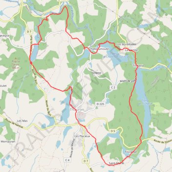 Itinéraire Thouron-Sentier des Etangs, distance, dénivelé, altitude, carte, profil, trace GPS