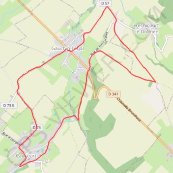 Itinéraire En passant par le gué de Caucourt, distance, dénivelé, altitude, carte, profil, trace GPS