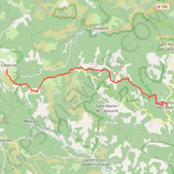 Itinéraire Barre-des-Cévennes - Saint-Germain-de-Calberte, distance, dénivelé, altitude, carte, profil, trace GPS