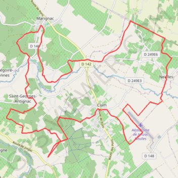 Itinéraire Chadenac, distance, dénivelé, altitude, carte, profil, trace GPS