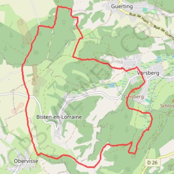 Itinéraire Boucle autour de Varsberg, distance, dénivelé, altitude, carte, profil, trace GPS