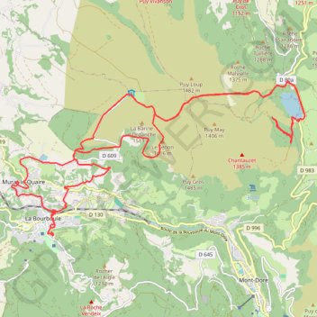 Itinéraire La Bourboule - Lac du Guéry, distance, dénivelé, altitude, carte, profil, trace GPS
