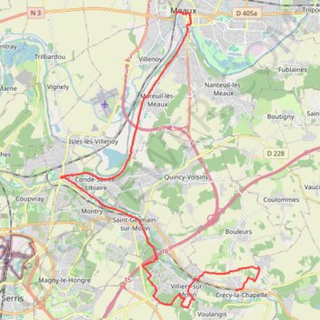 Itinéraire De Crecy la Chapelle à Meaux par Esbly, distance, dénivelé, altitude, carte, profil, trace GPS