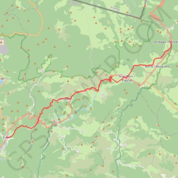 Itinéraire Chemin de Compostelle : Roncevaux - Zubiri, distance, dénivelé, altitude, carte, profil, trace GPS