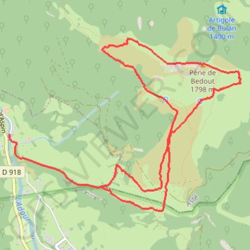 Itinéraire Pène de Bédout - Campan, distance, dénivelé, altitude, carte, profil, trace GPS