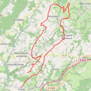 Itinéraire Plateau des Bornes 32kms, distance, dénivelé, altitude, carte, profil, trace GPS