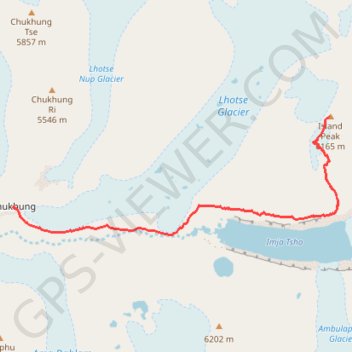 Itinéraire island peak chukhung, distance, dénivelé, altitude, carte, profil, trace GPS