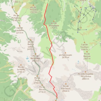 Itinéraire Pic de Lustou depuis le pla d'Arsoué, distance, dénivelé, altitude, carte, profil, trace GPS
