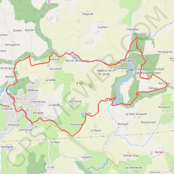 Itinéraire Circuit de kerguehennec à Bignan, distance, dénivelé, altitude, carte, profil, trace GPS