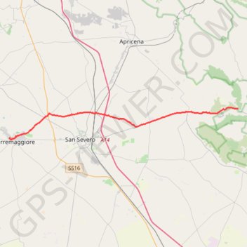 Itinéraire Du monastère Santa Maria de Stignano à Torremaggiore, distance, dénivelé, altitude, carte, profil, trace GPS