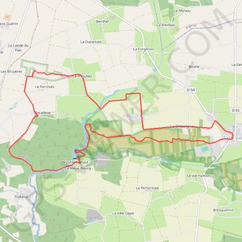 Itinéraire Les Fées de Tréal - Saint-Just, distance, dénivelé, altitude, carte, profil, trace GPS