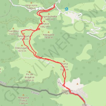 Itinéraire Pic d'Orhy depuis chalets d'Iraty, distance, dénivelé, altitude, carte, profil, trace GPS