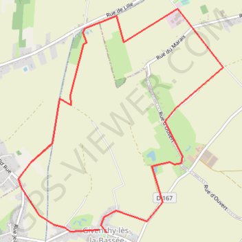 Itinéraire Givenchy, distance, dénivelé, altitude, carte, profil, trace GPS