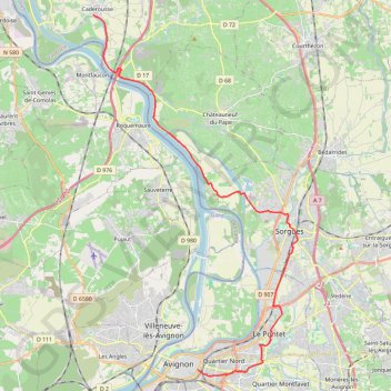 Itinéraire 18: ViaRhôna de Caderousse à Avignon, distance, dénivelé, altitude, carte, profil, trace GPS
