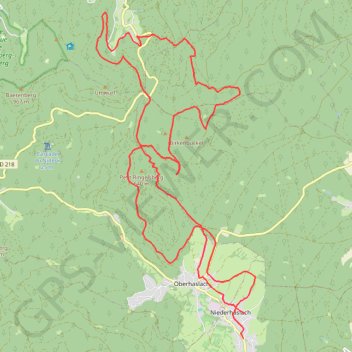 Itinéraire Rocher Pfaffenlapp - Niederhaslach, distance, dénivelé, altitude, carte, profil, trace GPS