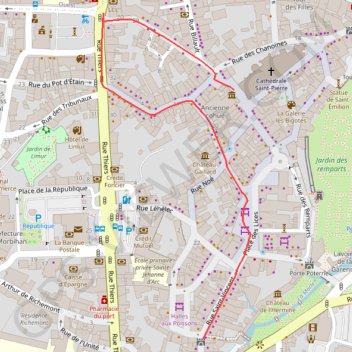 Itinéraire Balade en ville "le quartier médiéval", distance, dénivelé, altitude, carte, profil, trace GPS