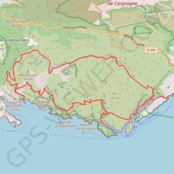 Itinéraire Les calanques depuis le bestouan, distance, dénivelé, altitude, carte, profil, trace GPS