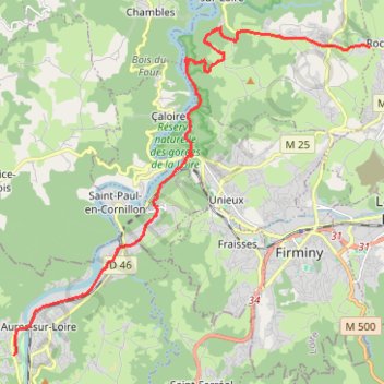 Itinéraire Itinéraire de 23 Rue de la Rivière, 43110 Aurec-sur-Loire, France à 22 Rte de Saint-Victor, 42230 Roche-la-Molière, France, distance, dénivelé, altitude, carte, profil, trace GPS
