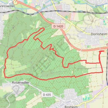 Itinéraire Marche nordique vogelsang (dorlisheim), distance, dénivelé, altitude, carte, profil, trace GPS