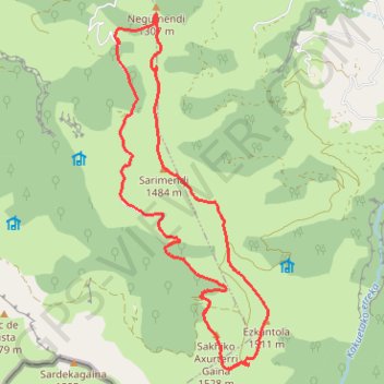 Itinéraire SARIMENDI-ESKANTOLHA depuis le cayolar d'Abarrakia, distance, dénivelé, altitude, carte, profil, trace GPS
