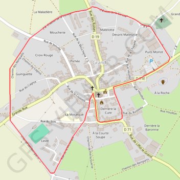 Itinéraire Un village à remonter le temps - Grand, distance, dénivelé, altitude, carte, profil, trace GPS