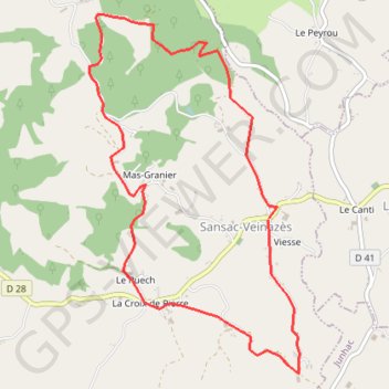 Itinéraire Rando à Sansac-Veinazès, distance, dénivelé, altitude, carte, profil, trace GPS