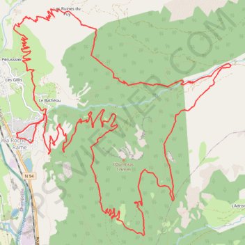 Itinéraire Roche de rame-lac du lauzet - ruines du puy, distance, dénivelé, altitude, carte, profil, trace GPS