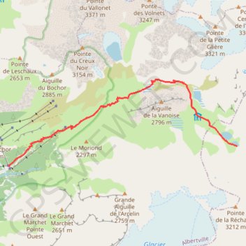 Itinéraire Lacs et col de la vanoise, distance, dénivelé, altitude, carte, profil, trace GPS