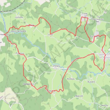 Itinéraire Monts de Guéret, distance, dénivelé, altitude, carte, profil, trace GPS