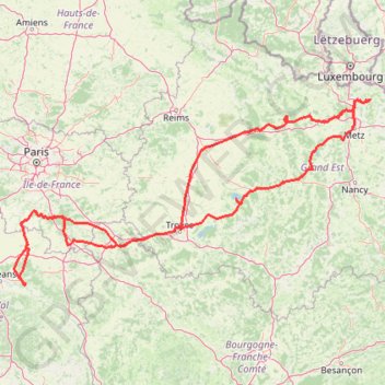 Itinéraire Track-2023-05-26-en passant par la lorraine, distance, dénivelé, altitude, carte, profil, trace GPS