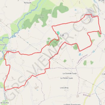 Itinéraire Meslin Trégenestre, distance, dénivelé, altitude, carte, profil, trace GPS