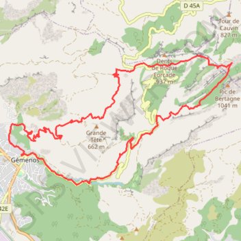 Itinéraire Col de Bertagne - Gemenos, distance, dénivelé, altitude, carte, profil, trace GPS