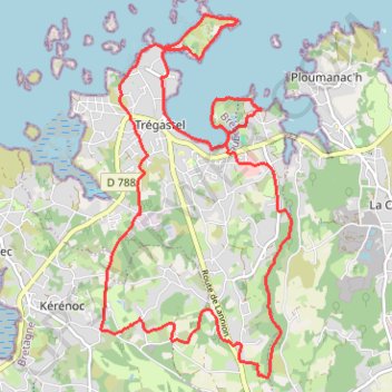 Itinéraire Trégastel, plage de Tourony, distance, dénivelé, altitude, carte, profil, trace GPS