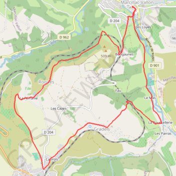 Itinéraire Le Vallon de MARCILLAC, distance, dénivelé, altitude, carte, profil, trace GPS