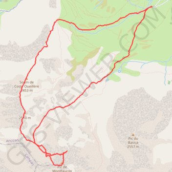 Itinéraire Monfaucon-Coste Oueillère en circuit, distance, dénivelé, altitude, carte, profil, trace GPS