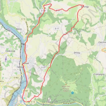 Itinéraire Autour de Seyssel gr65, distance, dénivelé, altitude, carte, profil, trace GPS