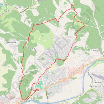 Itinéraire Boucle de Lauterie - Trélissac, distance, dénivelé, altitude, carte, profil, trace GPS