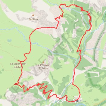 Itinéraire Prapic le Jujal le Queyrellet, distance, dénivelé, altitude, carte, profil, trace GPS