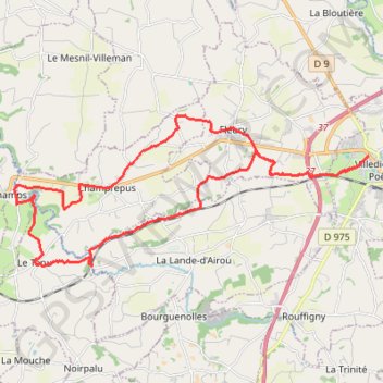Itinéraire Sur les traces des pèlerins - Villedieu-les-Poëles, distance, dénivelé, altitude, carte, profil, trace GPS