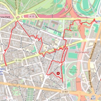 Itinéraire Boulogne-Billancourt - le quartier des princes, distance, dénivelé, altitude, carte, profil, trace GPS