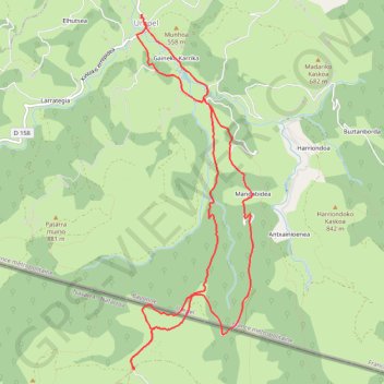 Itinéraire Aztakarri Lepoa depuis Urepel, distance, dénivelé, altitude, carte, profil, trace GPS