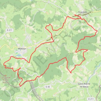 Itinéraire Les Serpentines - Trambly, distance, dénivelé, altitude, carte, profil, trace GPS